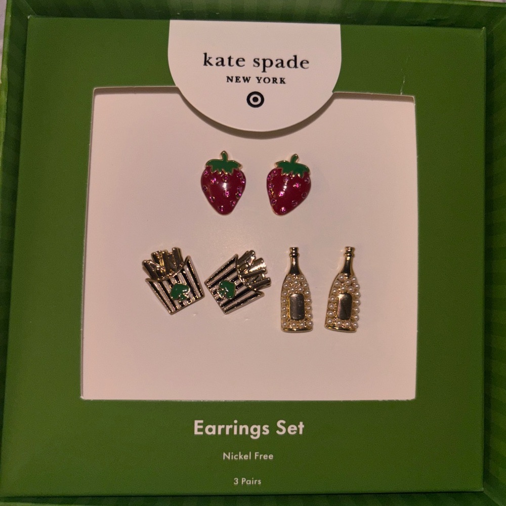 Kate Spade x Target 3-pack NOVELTY stud earrings NIB